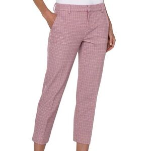Liverpool Kelsey Plaid Trouser Size 10 30 Berry Pockets Ankle Crop Office Spring